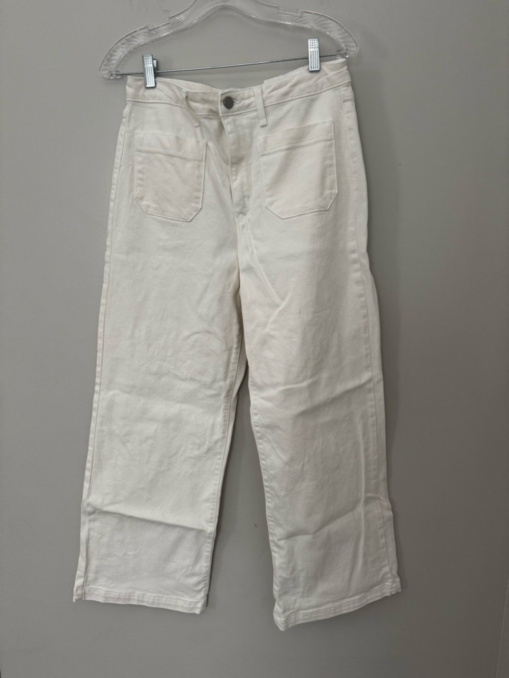 Just Black Denim Sailor Pocket Wide Leg Pants in cream, size 30 - Picture 3 of 10